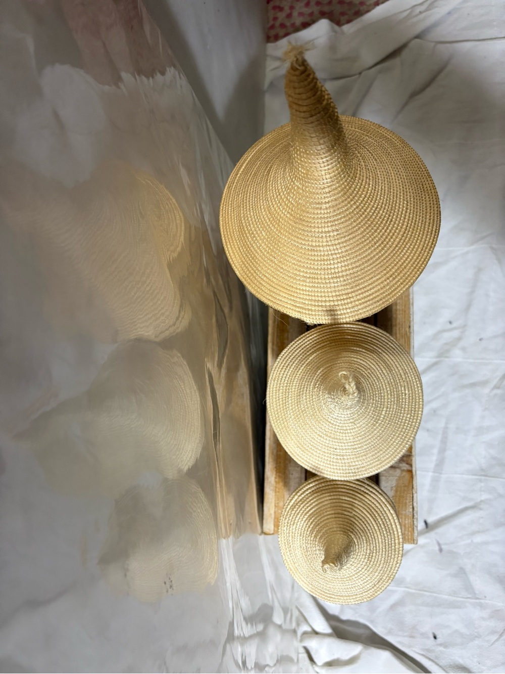 Rwandan Tutsi Style Nesting Baskets Set of 3 Tallest 10” Smallest 6” - Picture 3 of 7